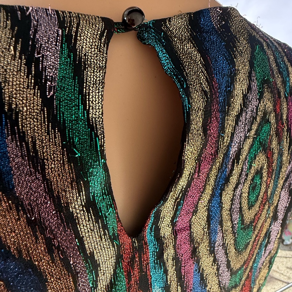 Vintage 80’s Lizzy & Johnny Rainbow Sheer Metallic Dress - Picture 10 of 14